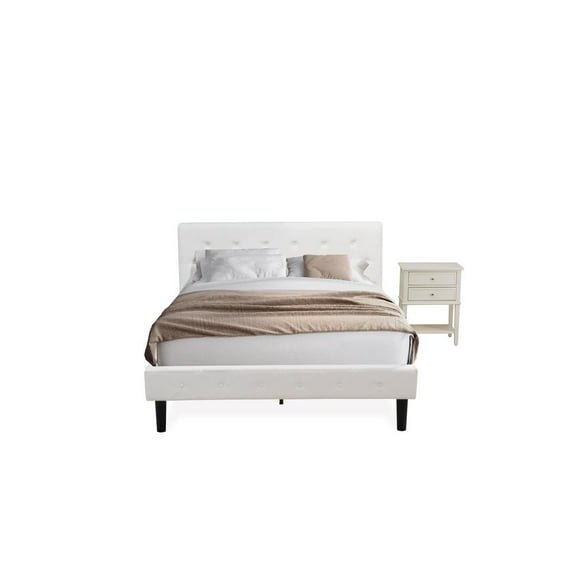East West Furniture NL19Q-1VL0C 2 Pc Bedroom Set - 1 Bed White Velvet Fabric Headboard and 1 Night Stand - Wire Brushed Butter Cream Finish Nightstand