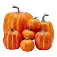 thumbnail image 1 of Lipstore 7Pcs Assorted Artificial Pumpkins Embellishment Photo Props Halloween Decoration Deep Orange, 1 of 8