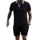 thumbnail image 1 of Pantalones Cortos de Manga Corta de Cuello de los Hombres de Color Sólido Casual de 2 Piezas con Cintura Elástica para Deportes de Verano Y Actividades Al Aire Libre, 1 of 8