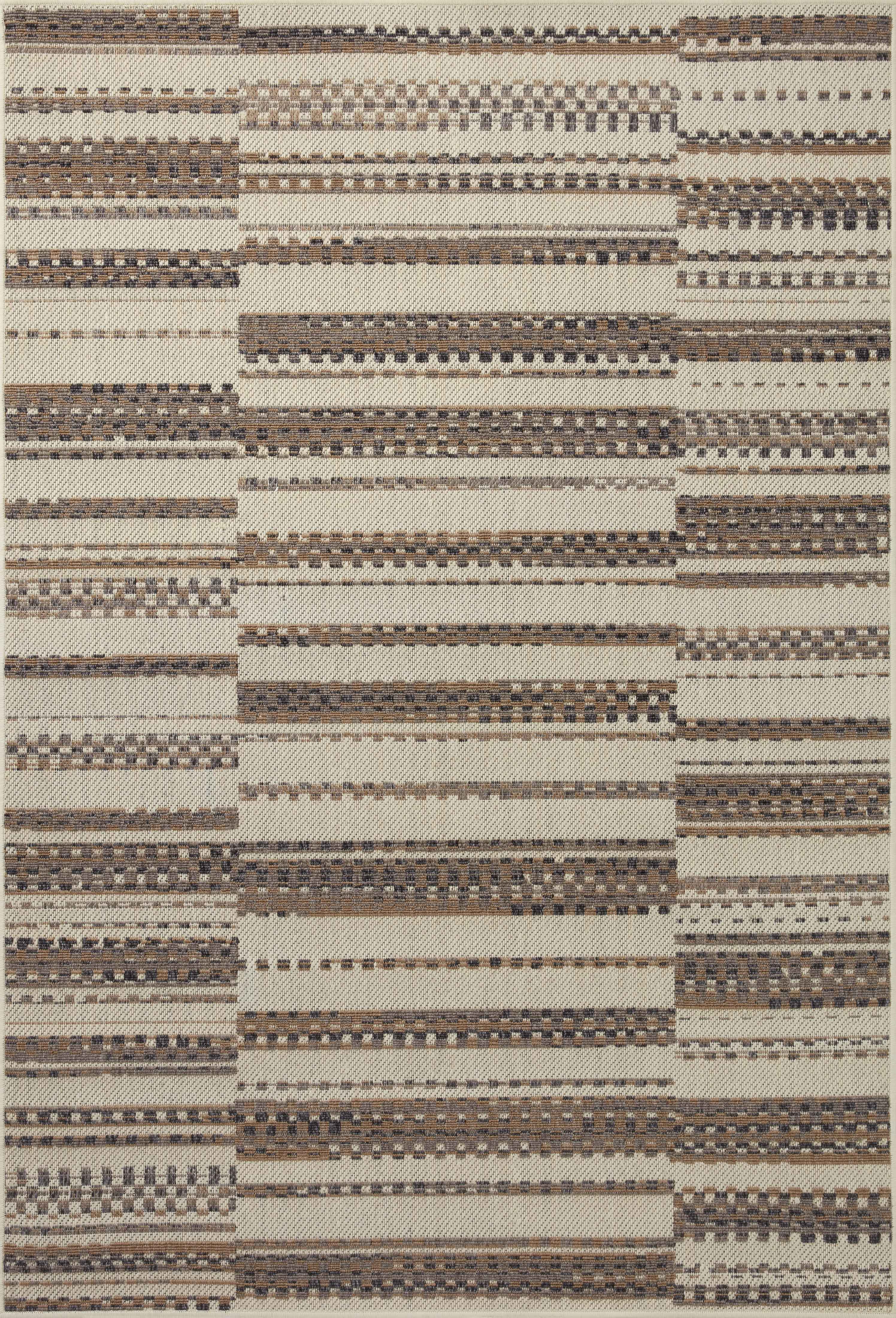 Indoor Outdoor Loloi Rainier Ivory / Taupe 2'-3" x 7'-7" Runner Rug