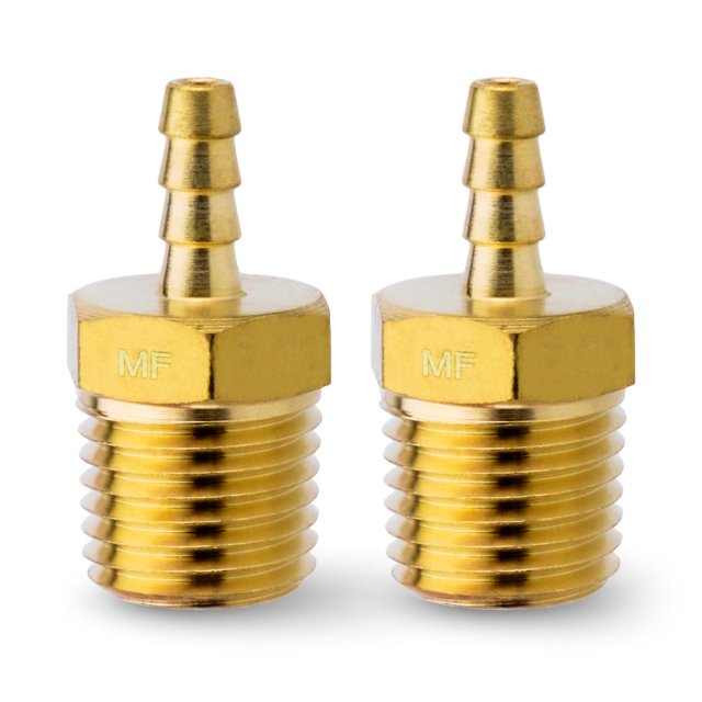 MAACFLOW Latón 1/4"" Macho NPT a 1/8"" Manguera ID Barb Manguera Adaptador Conector (Paquete de 2)