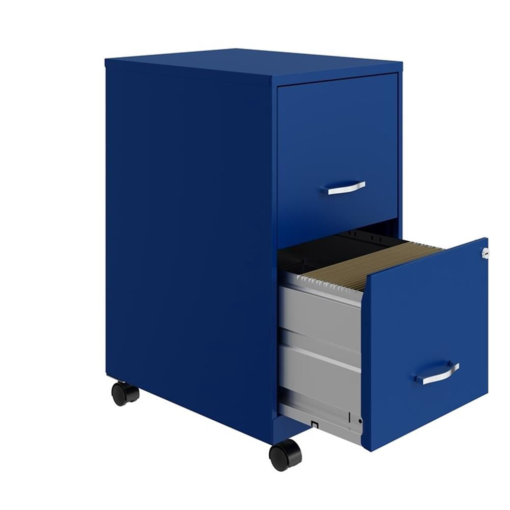 UrbanPro 18" 2-Drawer Metal Mobile Smart Vertical Filing Cabinet in Blue