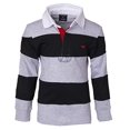 thumbnail image 4 of Polo Rugby à Manches Longues Rayé en Coton pour Garçons - Noir/gris - Taille 4, 4 of 7