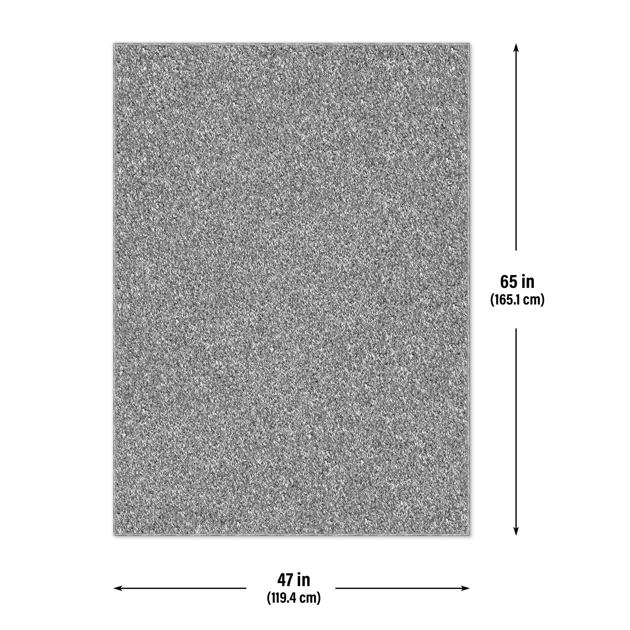 Mainstays 47"x65" Gray Microfiber Plush Shag Area Rug – Soft, Durable Indoor Rug for Living Room, Bedroom, or Dining Room