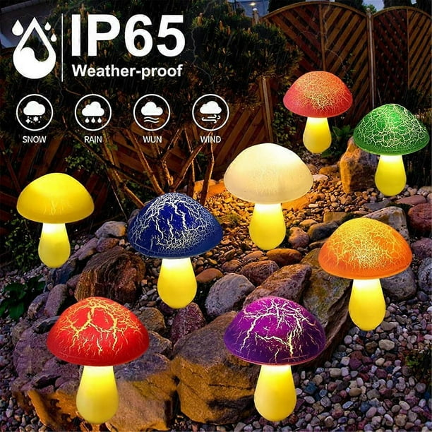 8-Pack Cracked Mushrooms Lights for Garden Decor, Solar Mushroom Lights Outdoor Decor, Whimsical Yard Art for Yard