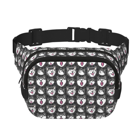 Disketp Husky Riñonera de Doble Capa, Bolsa de Cintura Ajustable para Viajes, Correr y Senderismo, Riñonera Ligera para Hombre y Mujer