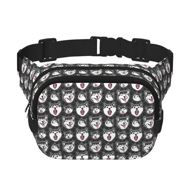 Disketp Husky Riñonera de Doble Capa, Bolsa de Cintura Ajustable para Viajes, Correr y Senderismo, Riñonera Ligera para Hombre y Mujer