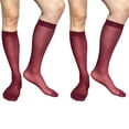 thumbnail image 2 of Gustave 2 Pairs Mens Over the Calf Thin Dress Socks Breathable Silk Sheer Casual Formal Business Socks Nylon Stockings - Red, 2 of 6