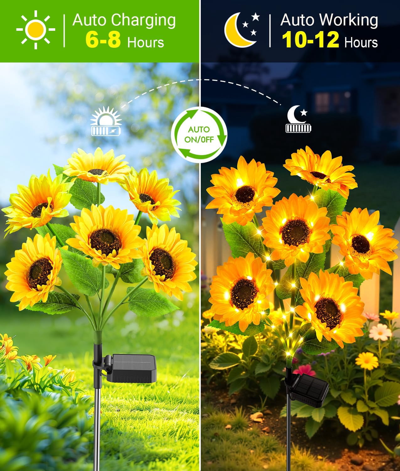 Solar Lights Outdoor Garden Decor, 4Pack Upgraded Solar Garden Lights with 24 Sunflower Lights, Solar Flowers Outdoor Waterproof IP65 for Garden Flower Bed Yard Decor, Gift for Women Mom Grandma