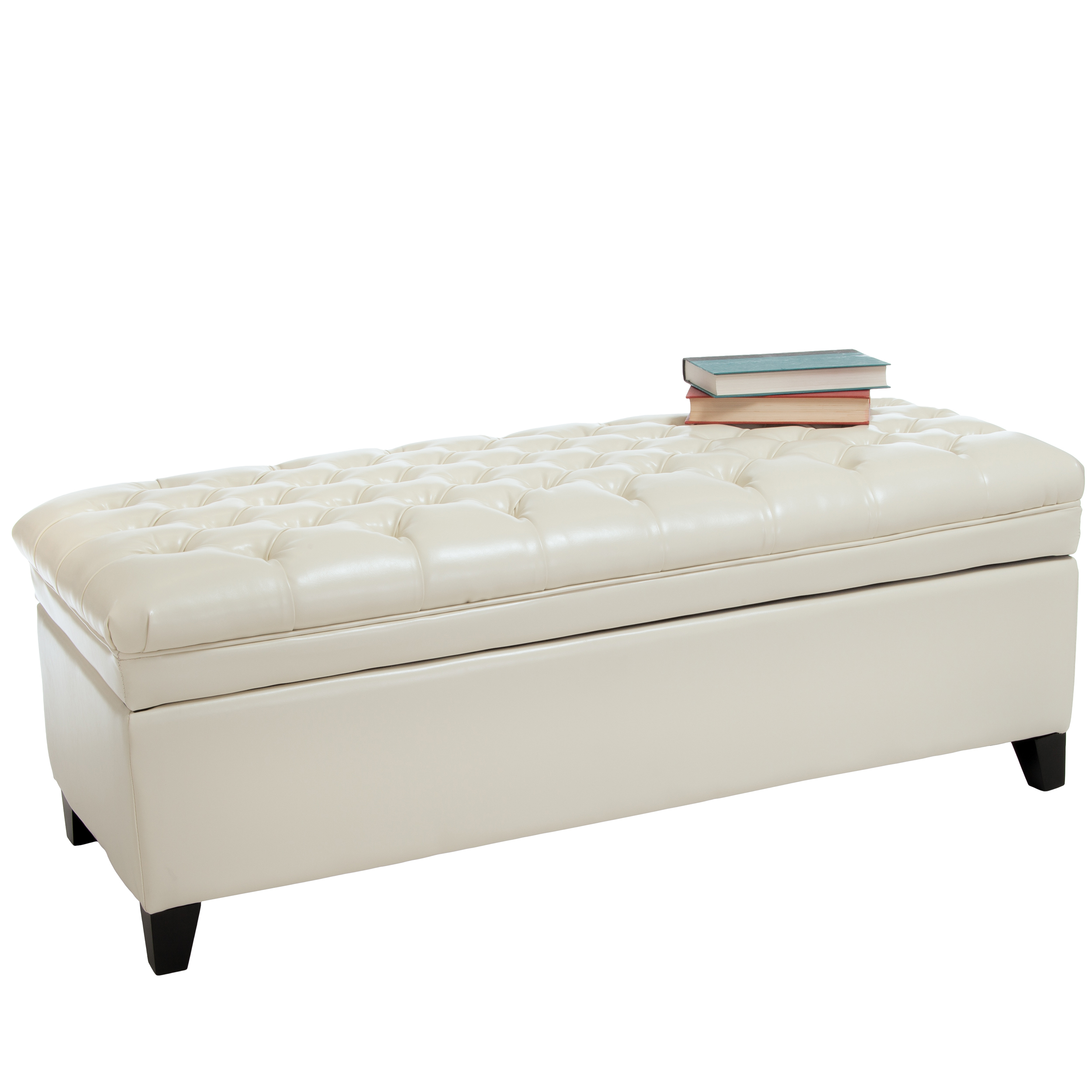 Noble House Haden Rectangular Fabric Storage Ottoman, Ivory