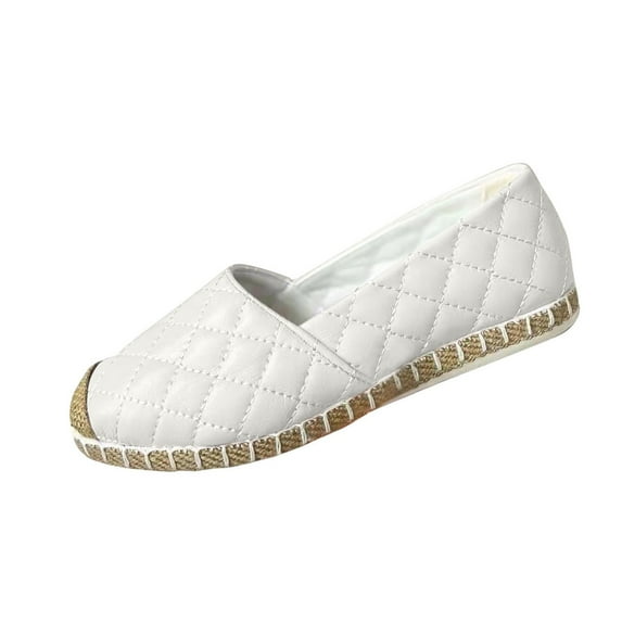 asdoklhq Womens Slip On Shoes Under $15,Women's Shoes Round Toe Fashion Casual Flat Plaid Retro Comfortable Soft Straw Sole