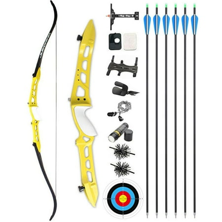 68 inch Recurve Bow Takedown 18-40lb Aluminum Riser Archery Target Hunting Shooting F158(yellow)