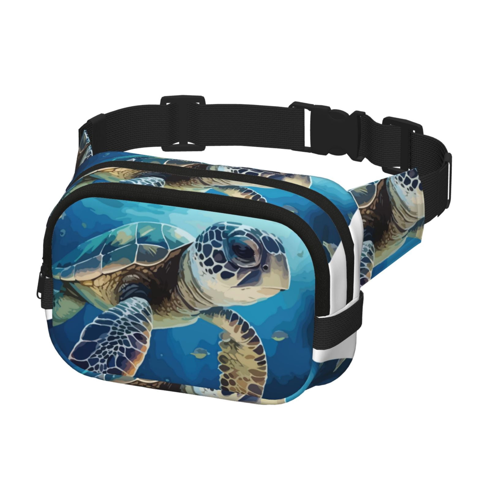Hirioo Watercolor Turtle for Double Layer Waist Bag Adjustable Fanny Pack For Travel Running Hiking