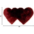 thumbnail image 2 of Double Heart Shaped Area Rug 2'x4' Fluffy Faux Sheep Skin Fur Area Rug Modern Carpet Fuzzy Rug Mat for Dorm Preppy Room Decor, Coffee, 2 of 4