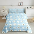 thumbnail image 2 of Manfei Flower Floral Daisy Bedding Queen Comforter Set,Minimalism Art Down Comforter,Blue White Bedding Sets Queen with Comforter,Ultra Soft Bedroom Decoration Reversible,3 Pieces, 2 of 7
