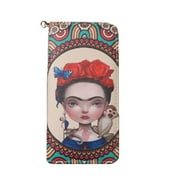 Frida Kahlo Inspired Woman Wallet Money Credit Cards ID Purses Clutch -- FREE  USA  Shipping--   (COSWFK) (Baby3)