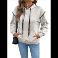 thumbnail image 3 of Sudadera con Capucha de Dos Piezas para Mujer, Informal, Versátil, de Larga, para Uso Diario, con Ribete de Color Contrastante Gris L, 3 of 10