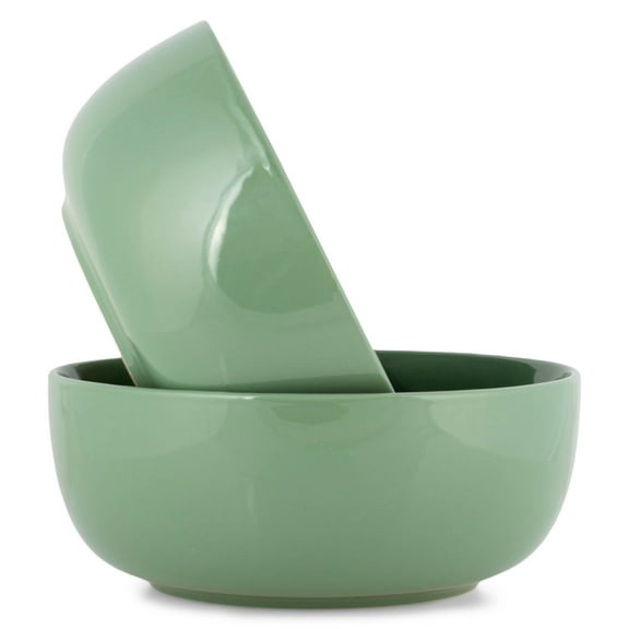 Elanze Designs Bistro Glossy Ceramic 8.5 inch Pasta Bowls Set of 2, Sage Green