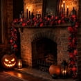 thumbnail image 6 of 68.9 Inch Black Red Artificial Maple Leaf Garland, Flexible Fabric Autumn Foliage Vine For Door Frame Mantel Dining Table Railing Indoor Outdoor Halloween Thanksgiving Farmhouse Seasonal Home Decor, 6 of 8