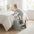 thumbnail image 4 of Gymax Foldable Toddler Step Stool w/Chalkboards 2-Step Stool Hollowed-out Patterns Grey, 4 of 10