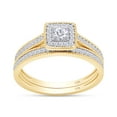 thumbnail image 5 of AFFY White Natural Diamond Engagement & Wedding Trio Band Ring Set In 10k Yellow Gold (0.5 Cttw), 5 of 9