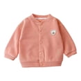 thumbnail image 2 of Coerni Girls Cute Badge Baseball Jackets Snap Button Down Cardigan Solid Varsity Jacket Teen Kids Casual Preppy Outerwear, 2 of 7
