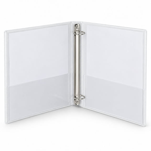 1 Inch White 3-Ring Binder, Clear View D-Ring Binder with 4 Interior Pockets, Holds Up to 220 Sheets