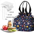 thumbnail image 4 of Astronaut and Flag Blue Pattern Drawstring Insulated Lunch Bag for Women, Stain-Resistant Large Lunch Tote with Multi-Pockets for Work Office, 4 of 6