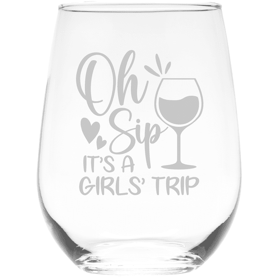 C&M Personal Gifts 17 oz Oh Sip It's a Girls Trip Funny Stemless Wine Glass