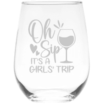 C&M Personal Gifts 17 oz Oh Sip It's a Girls Trip Funny Stemless Wine Glass