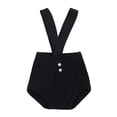thumbnail image 2 of OOOUM Kids Suspender Bloomers Ribbed Knit Solid Color Overalls Shorts For Toddler Baby Soft Stretch Comfy Bodysuit Black 9-12 Months, 2 of 9