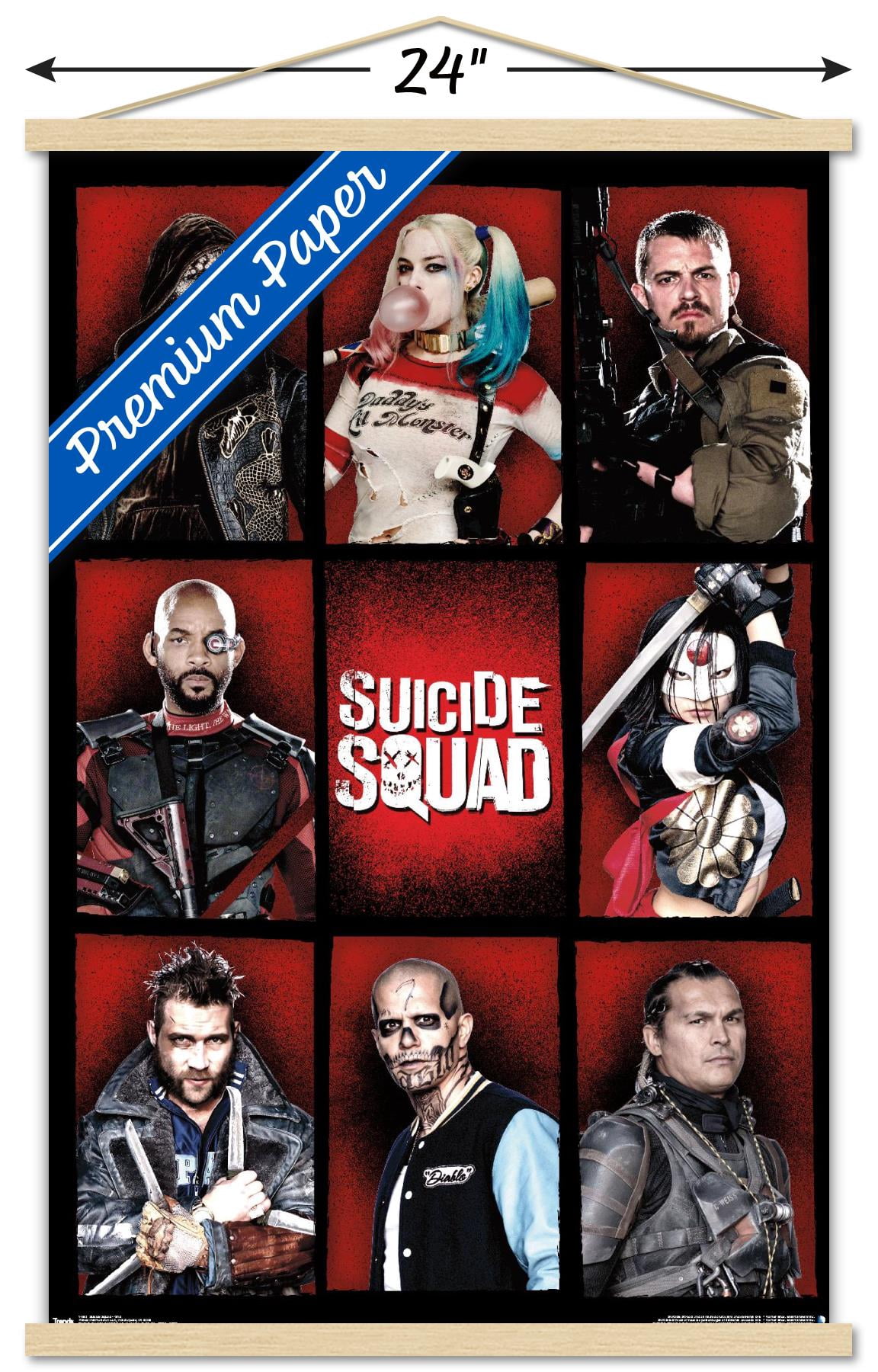 DC Comics Movie - Suicide Squad - Grid Wall Poster with Wooden Magnetic Frame, 22.375" x 34"