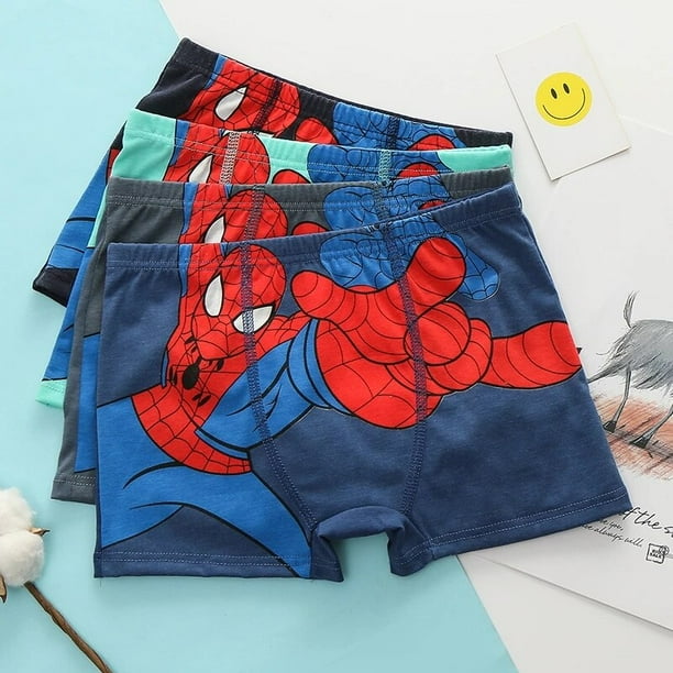 Ropa interior de algodon para ninos Boxer con estampado de dibujos animados suave Spiderman 4 6 Uds. heqiyong LED Walmart en linea
