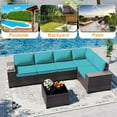 thumbnail image 5 of ASJMR 6 Pieces Patio Outdoor Furniture Set All-Weather Rattan Wicker Conversation Outside Sectional Sofa Chair Set with Cushions & Coffee Table,Green, 5 of 10