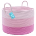 thumbnail image 1 of OrganiHaus Cestas de lavandería para bebé, color rosa, para organizar 20 x 13, cesta extra grande para mantas, cesta de almacenamiento para sala de estar, cesta de lavandería para guardería, cesta de, 1 of 5
