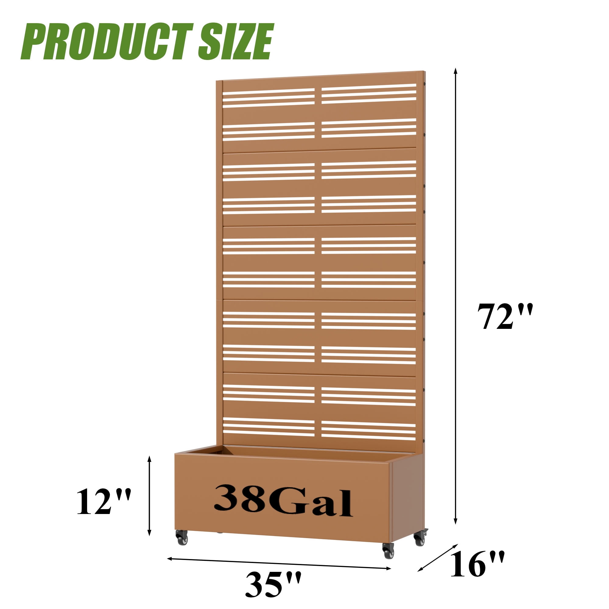 MAYEERTY 5 Panels Outdoor Metal Planter Box, Durable Weather-Resistant Planter, Decorative Metal Flower Box for Patio, Balcony, Garden