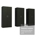 thumbnail image 4 of Madesa 2 Door Wardrobe Set 3 Armoire Closet Hanging Storage Cabinet with Shelf 31 Inch Organization Unit for Bedroom and Office - Black, 4 of 8