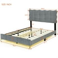 thumbnail image 4 of Platform Bed Full/Queen Bed Frame With LED Lights Metal Legs Velvet Headboard & Footboard No Box Spring Needed Easy Assembly, 4 of 9