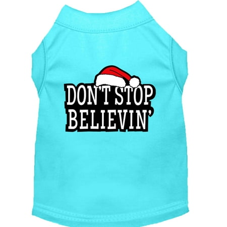Christmas Screenprinted Dog Shirt, "Don't Stop Believin"