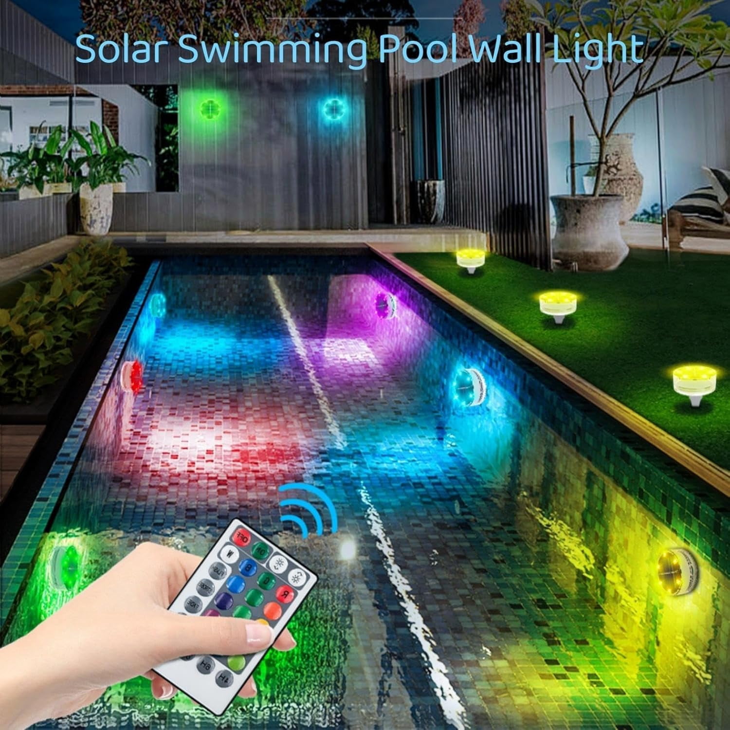 Solar Submersible LED Lights,Pool Lights,Small Underwater Lights with Suction Cups and Magnets,IP68 Water Proof Floating Pool Lights Decoration for Bathtub,Pond,Party