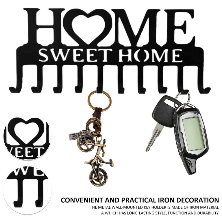 Tcwhniev Sweet Home Key Holder Wall Mounted Organizer with 10 Hooks for Entryway Front Door Kitchen Garage Office Walmart