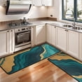 thumbnail image 3 of Kitchen Rugs Sets Of 2,Teal Marble Gold Line Pattern Anti Fatigue Kitchen Mat Rugs Non Slip Washable,Decorative Kitchen Floor Mats for Kitchen,Sink,Laundry,17"x47"+17"x47", 3 of 5