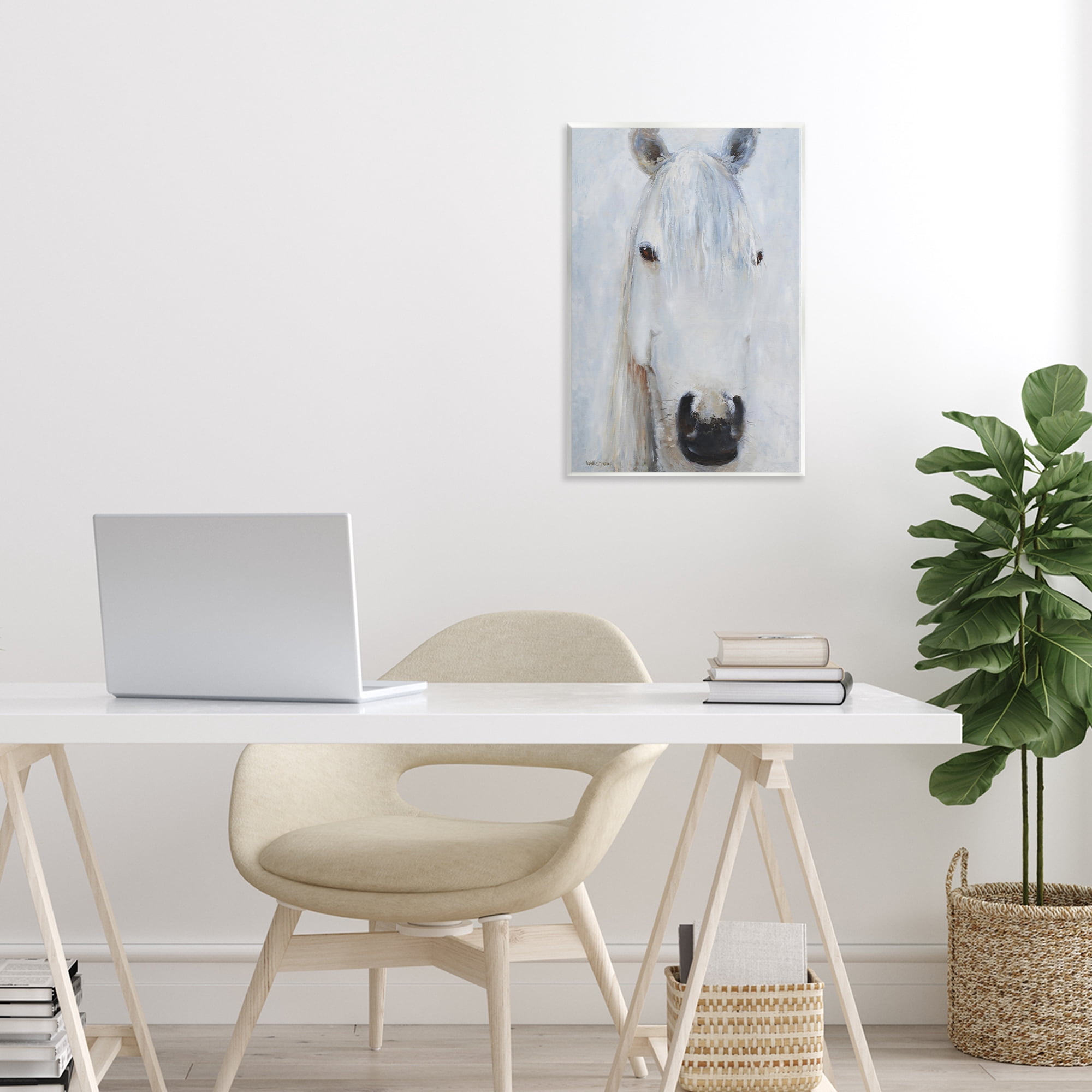Stupell Industries Pure White Horse Portrait Wall Plaque Art, design by Jadei Graphics