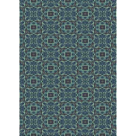 Ahgly Company Indoor Rectangle Patterned DarkSlateGray or DarkSlateGrey Green Area Rugs, 2' x 3'