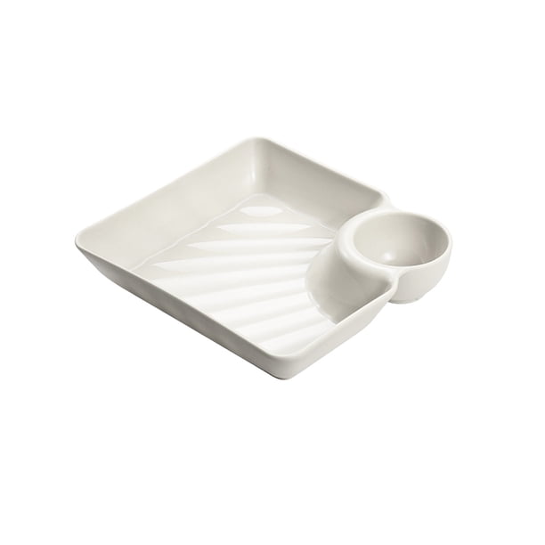 Bandeja de Plástico para Bandeja de Dumpling de Alimentos, Bandeja de Separación de Salsa, Bandeja de Aperitivos, Equipada con Plato de Salsa de Tomate de Plástico, para Pollo Y Patatas Fritas