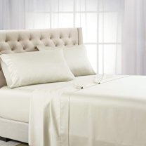 Sheetsnthings Luxury 800 Thread Count Pure Cotton Bed Sheets Set (King Size-Ivory) Heavyweight Sateen Weave Linens- Made in USA