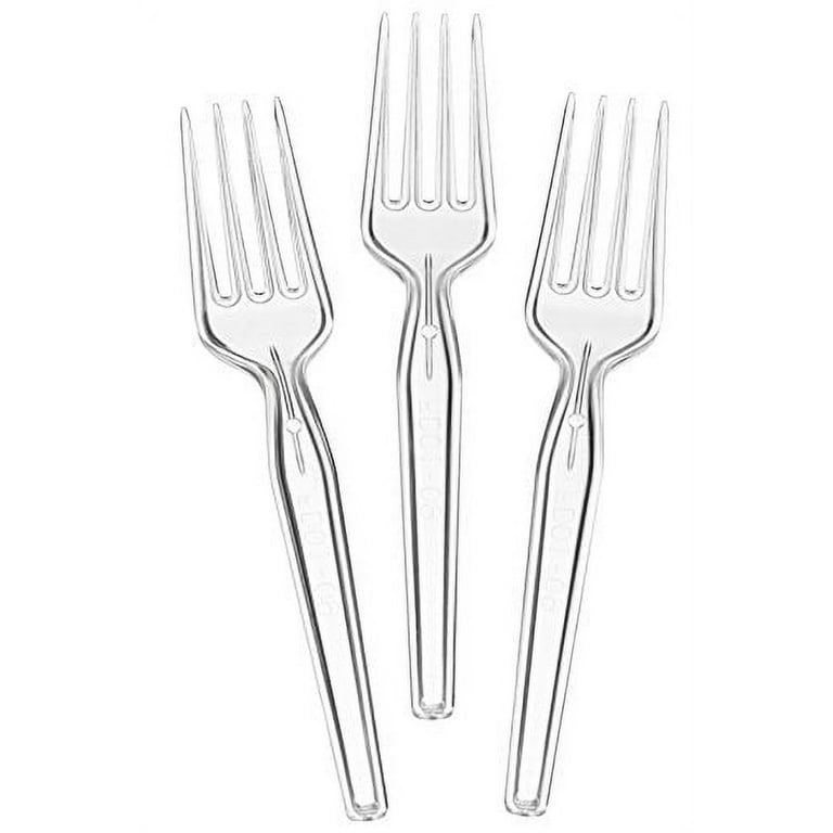 Clear Plastic Forks, 100 Count: Heavy Duty and Disposable Utensils, Great for Parties, Picnics, Office & School