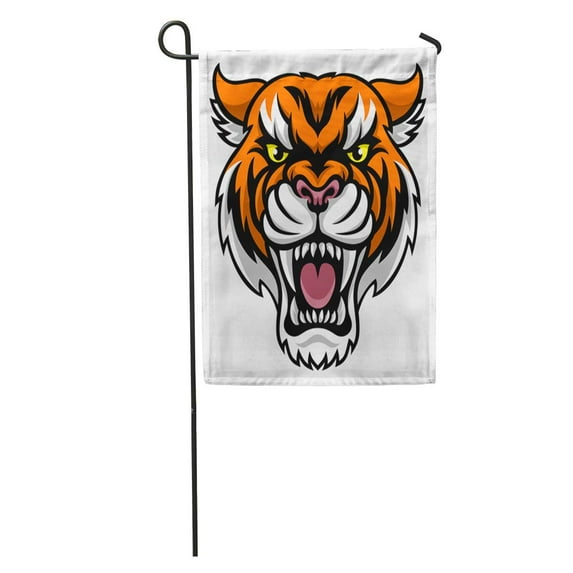 SIDONKU Colorful Head Angry Looking Tiger Mascot Character Orange Tattoo Attack Garden Flag Decorative Flag House Banner 28x40 inch