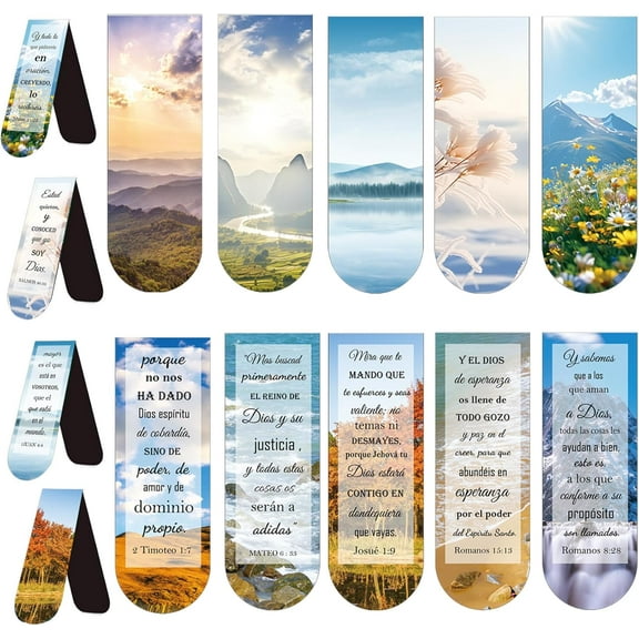20pcs Spanish Bible Magnetic Bookmarks Christian Scenery Magnet Bookmark Clips Bible Page Markers