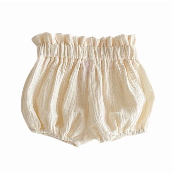 Byoo Girl Soft Bloomers Elastic Waist Loose Fit Casual Playwear Diaper Cover Shorts,Beige